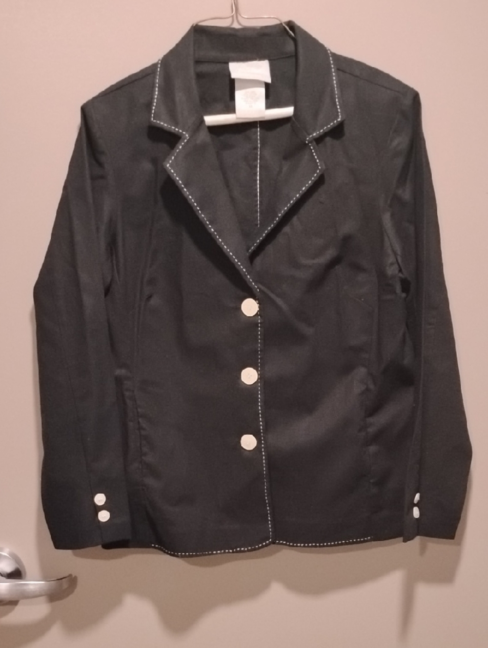 Blair Black Blazer with White Contrast Buttons